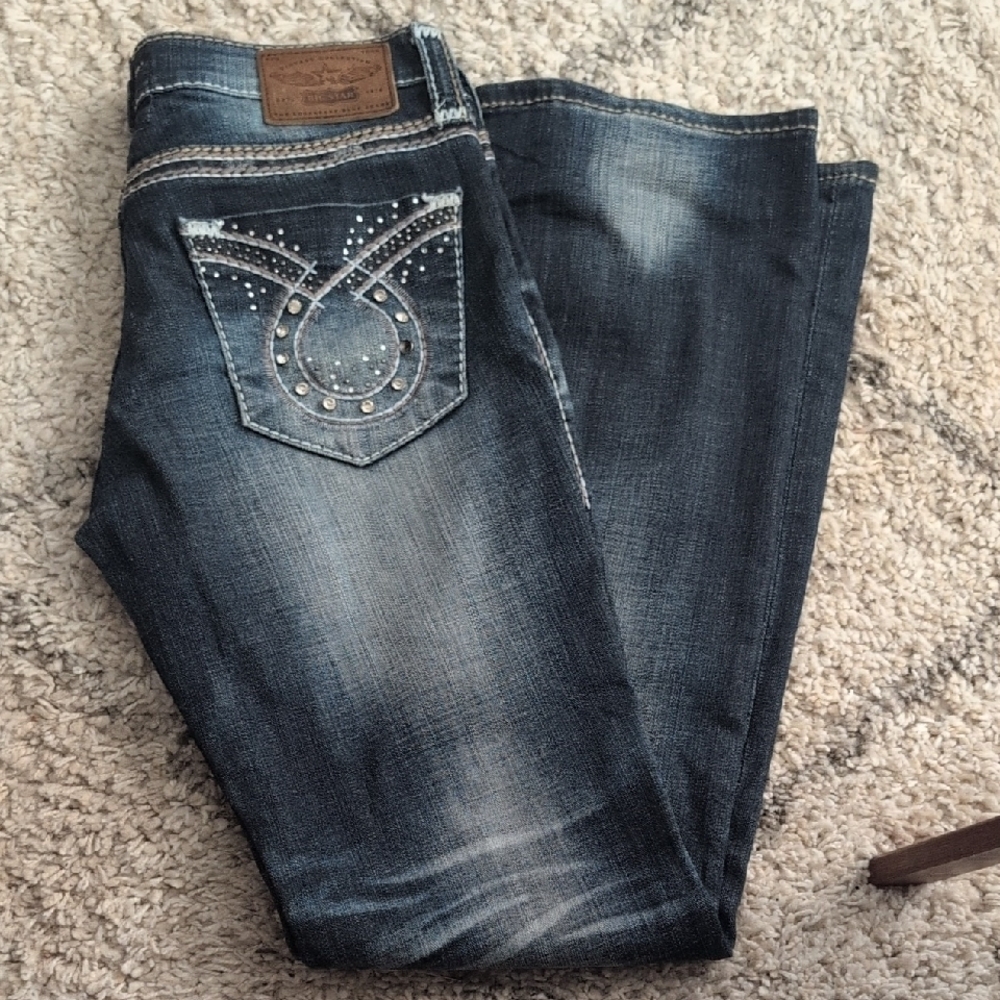 Big Star Blue Boot Cut Jeans with Vintage Wash